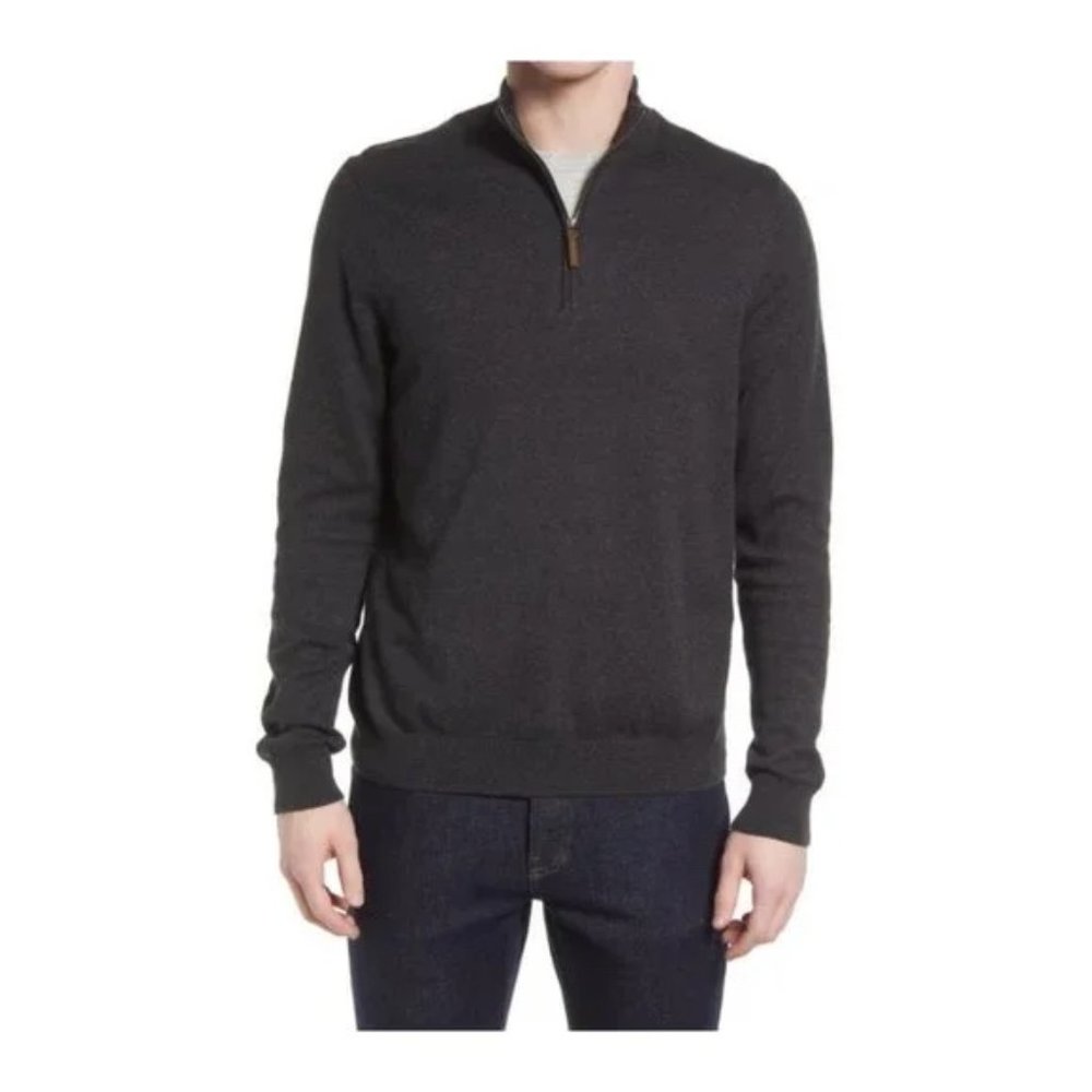 Nordstrom Men's Half Zip 100% Extra Fine Merino Wool Pullover - Size L